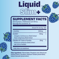 True Theory Liquid Slim bottle label closeup highlights CaloriBurn GP and InnoSlim ingredients