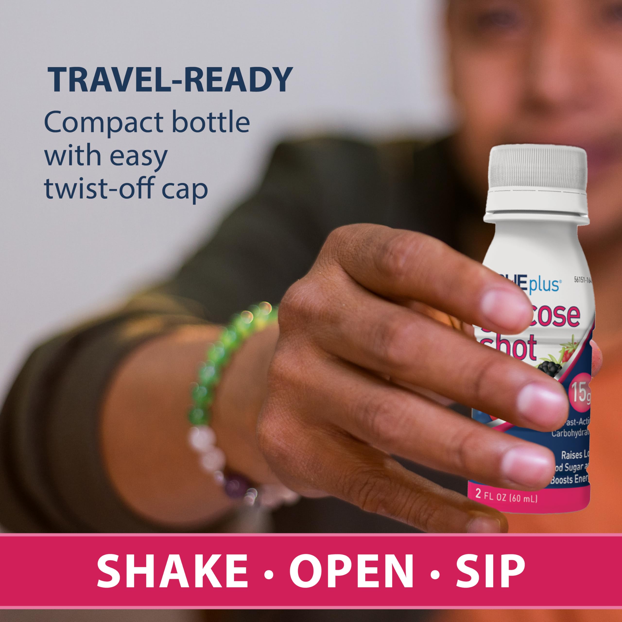 TRUEplus Glucose Shots mixed berry close-up highlighting vibrant flavor.