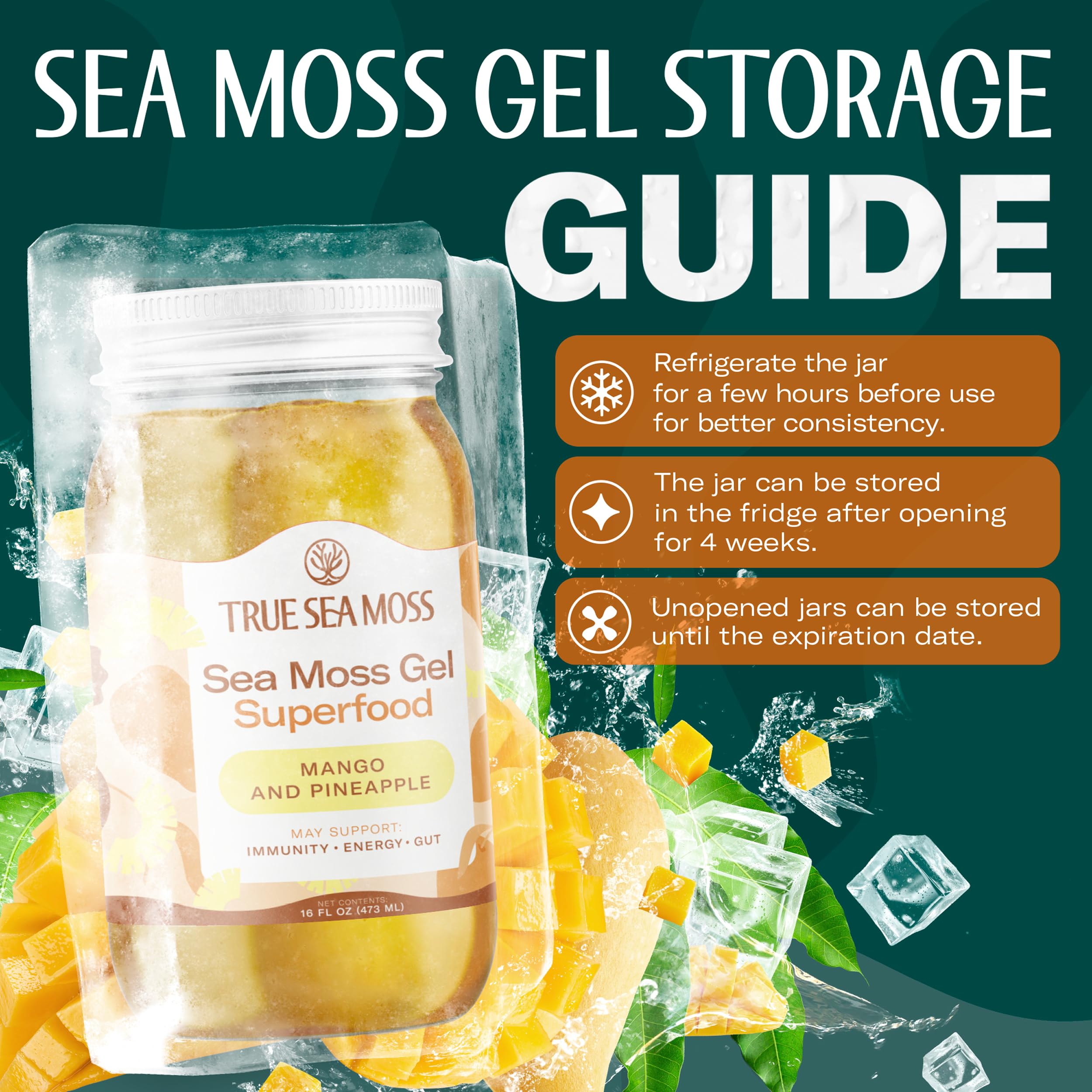 Daily-use TrueSeaMoss gel added to drinks or yogurt