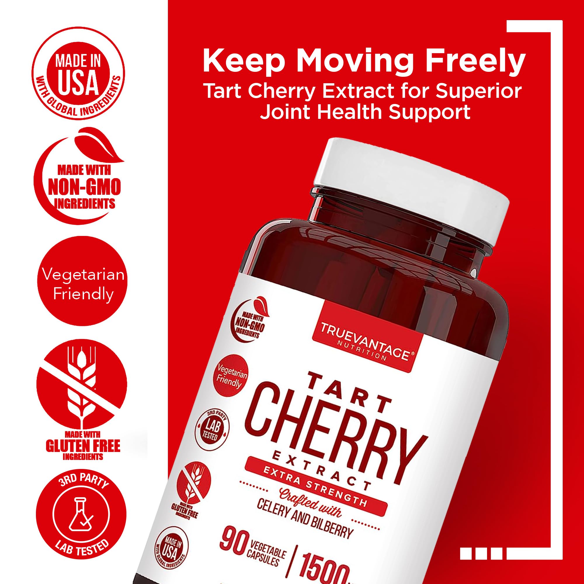 Truevantage Nutrition celery seed extract capsules on bottle for uric acid support