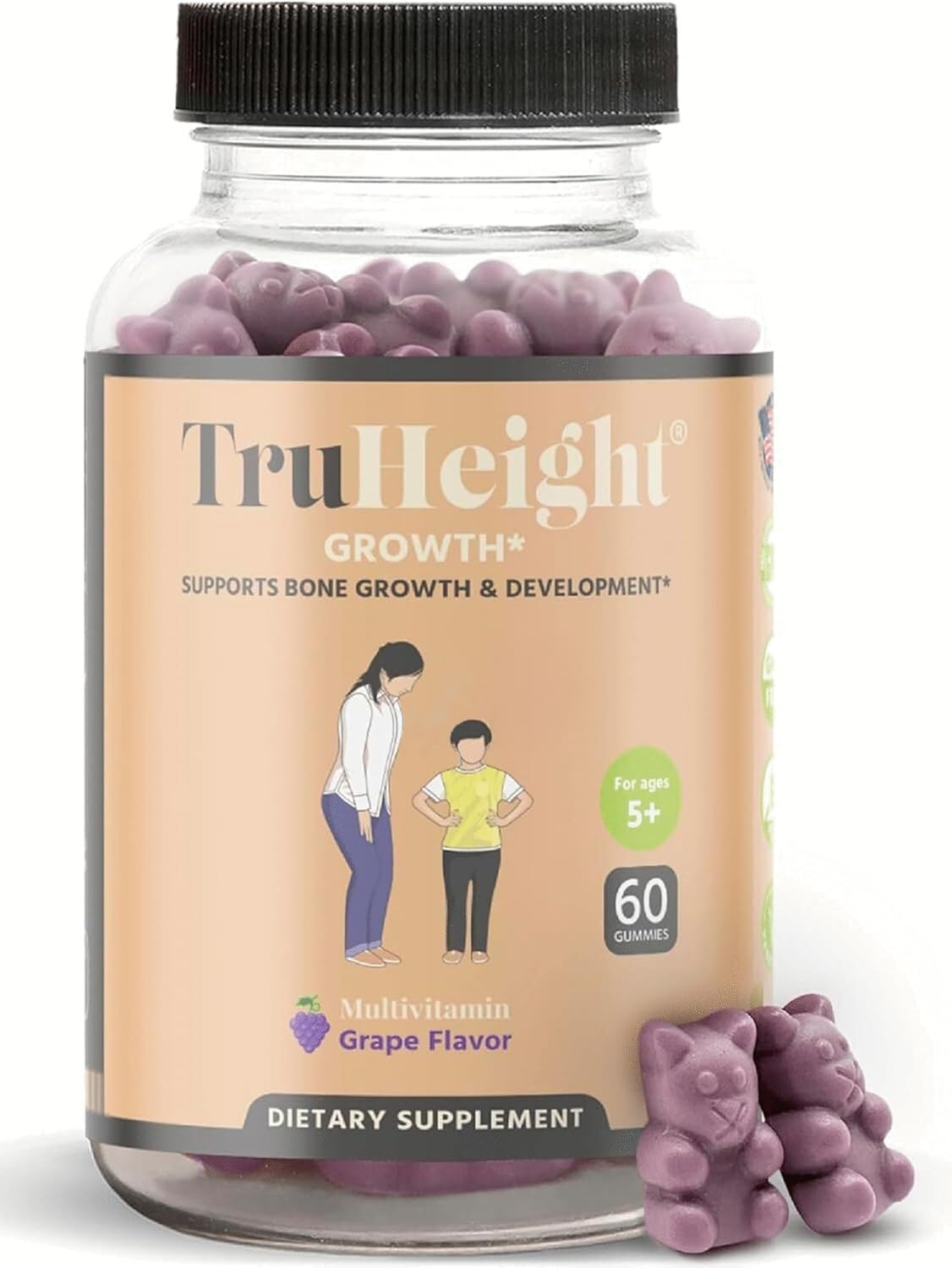 TruHeight Growth Gummies grape bottle for bone support in growing kids