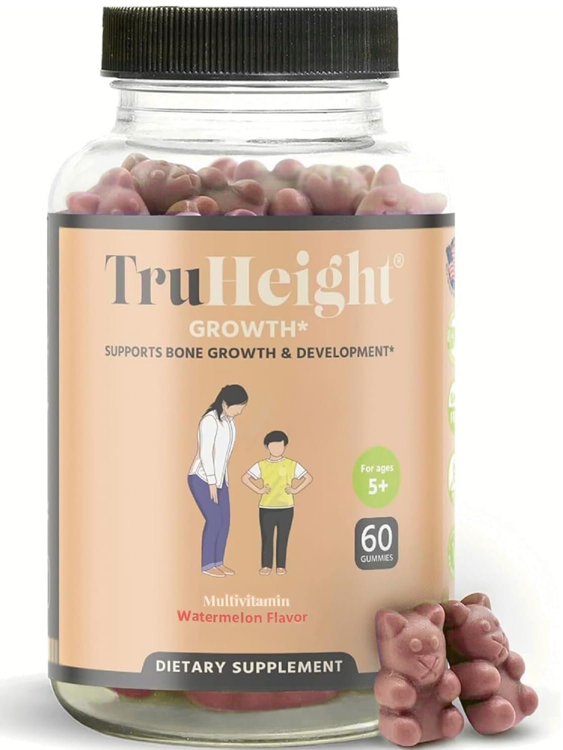 TruHeight Growth Gummies Watermelon Pack on a shelf, supporting natural growth for kids.
