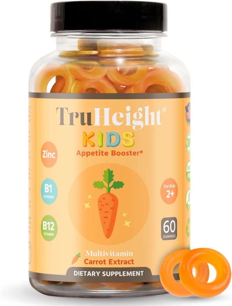 TruHeight Kids Appetite Booster Gummies bottle front for healthier eating habits.