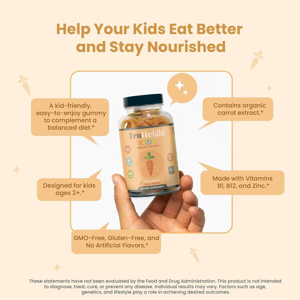 TruHeight Kids Appetite Booster Gummies at mealtime, supporting a routine for picky eaters.