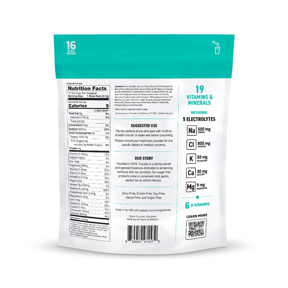 TRULABS Hydrate Glacier sugar-free formula for calorie-conscious hydration.