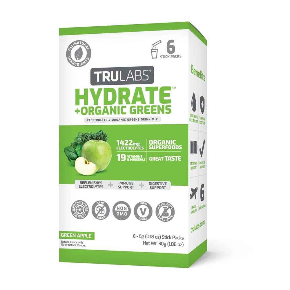 TRULABS Hydrate Green Apple sachet for quick on-the-go hydration with electrolyte balance.