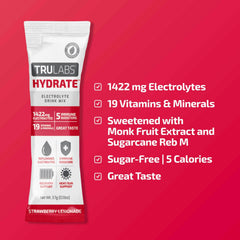 Close-up of TRULABS Hydrate stick-pack for portable hydration