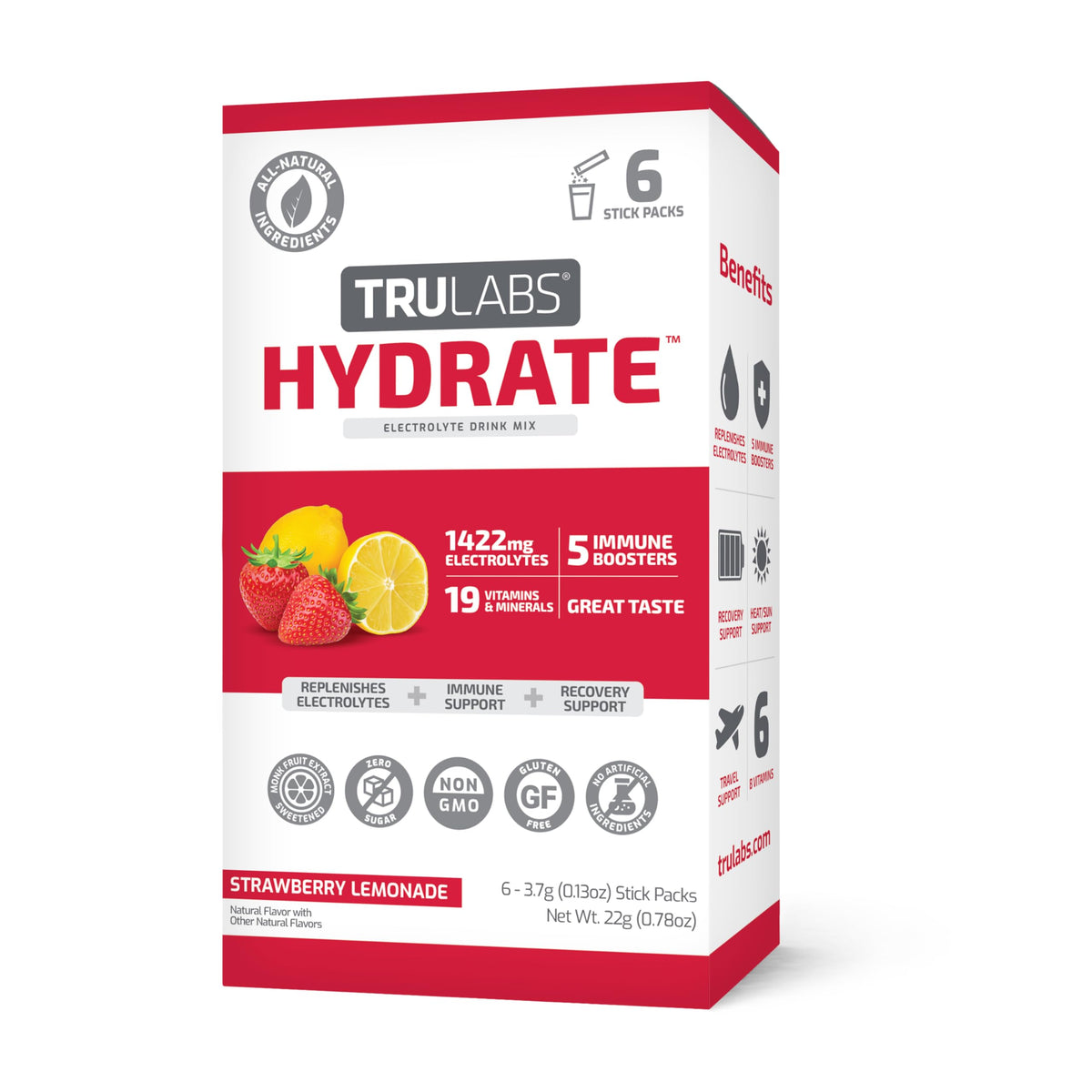 TRULABS Hydrate strawberry lemonade stick-pack ready for on-the-go hydration