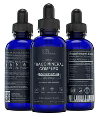 TRULIFE NATURALS Trace Mineral Complex bottle on kitchen counter highlighting hydration potential.