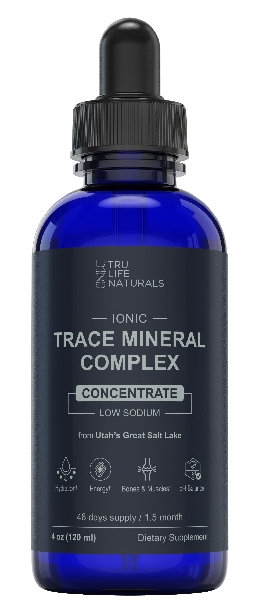 TRULIFE NATURALS Trace Mineral Complex poured into glass to boost electrolyte balance.