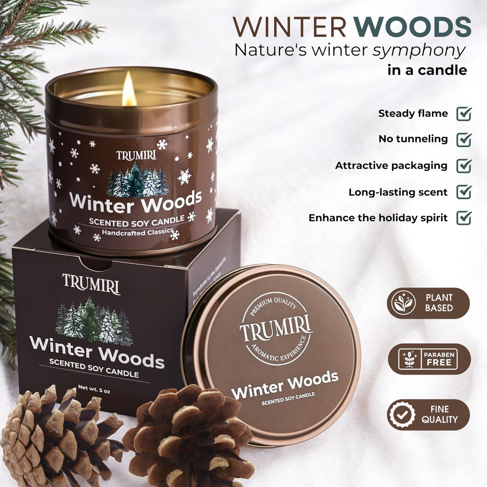 TRUMIRI Winter Woods: vela de pino, combustión limpia y segura.