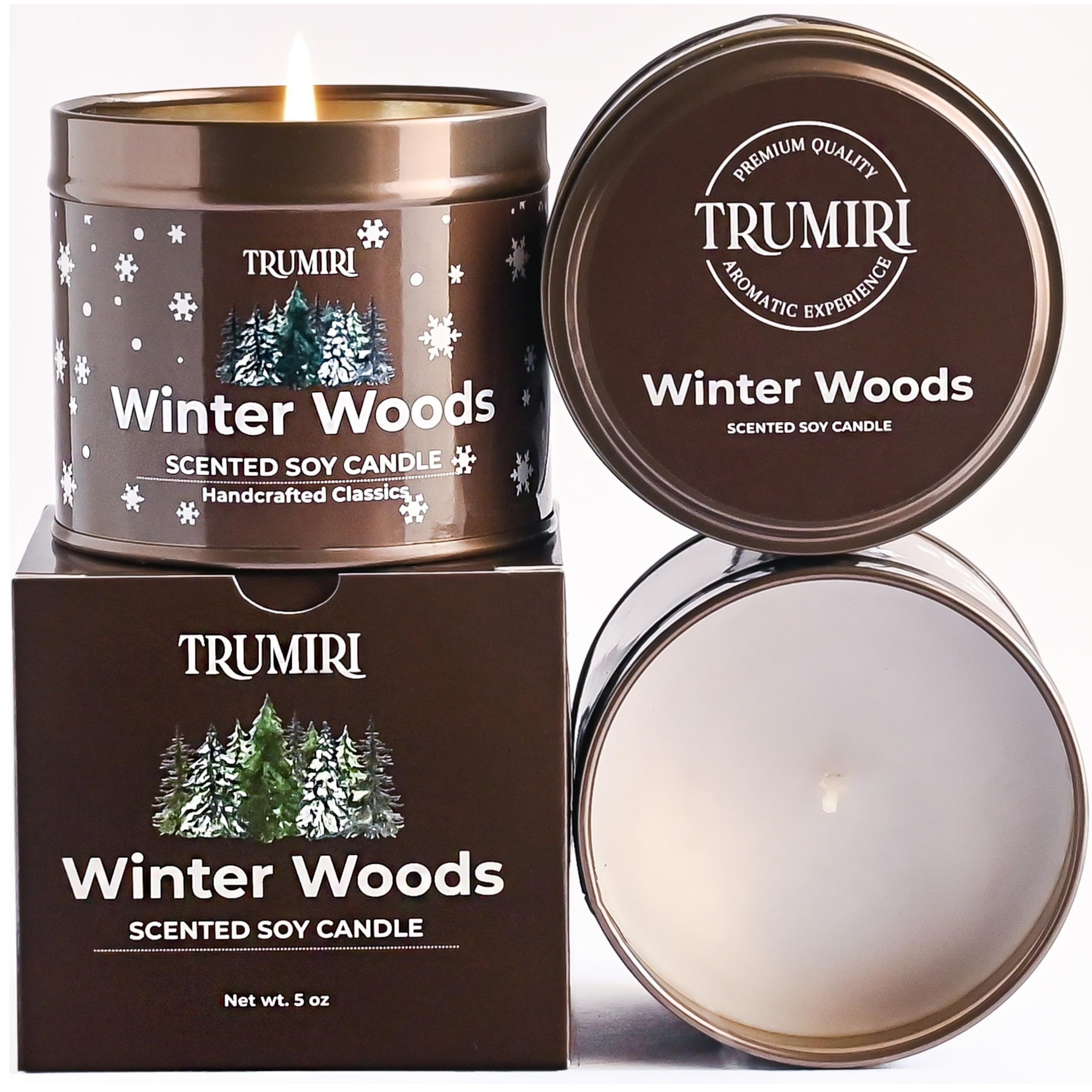 TRUMIRI Winter Woods: vela de pino para hogar, aroma duradero.