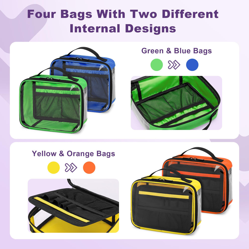 Trunab first aid bag green interior with elastic pocket and mesh pockets for organization.