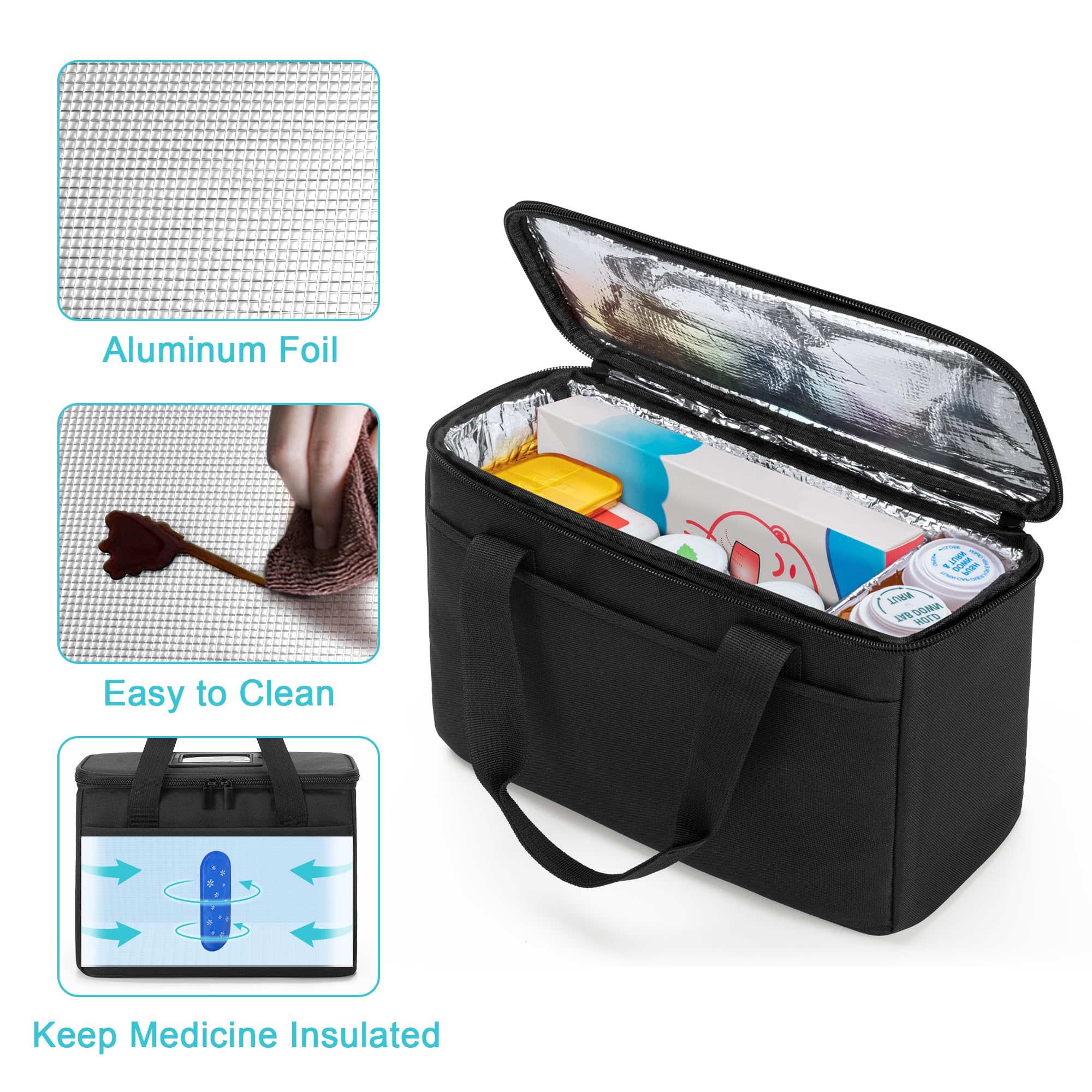 Trunab first aid bag insulated interior keeps meds protected from temperature changes.