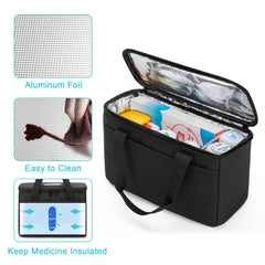 Trunab first aid bag insulated interior keeps meds protected from temperature changes.