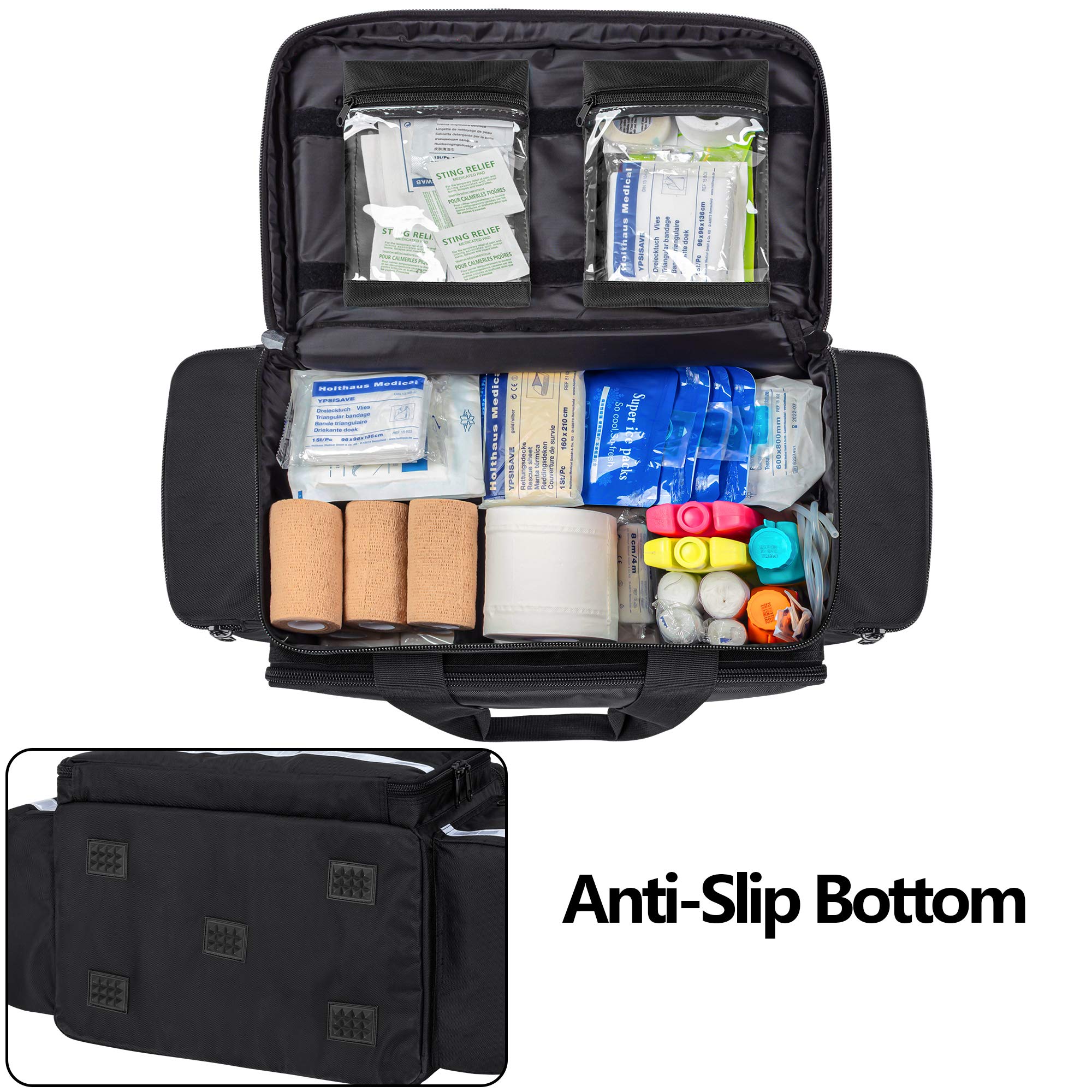 Trunab first aid bag side and back pockets store extra supplies