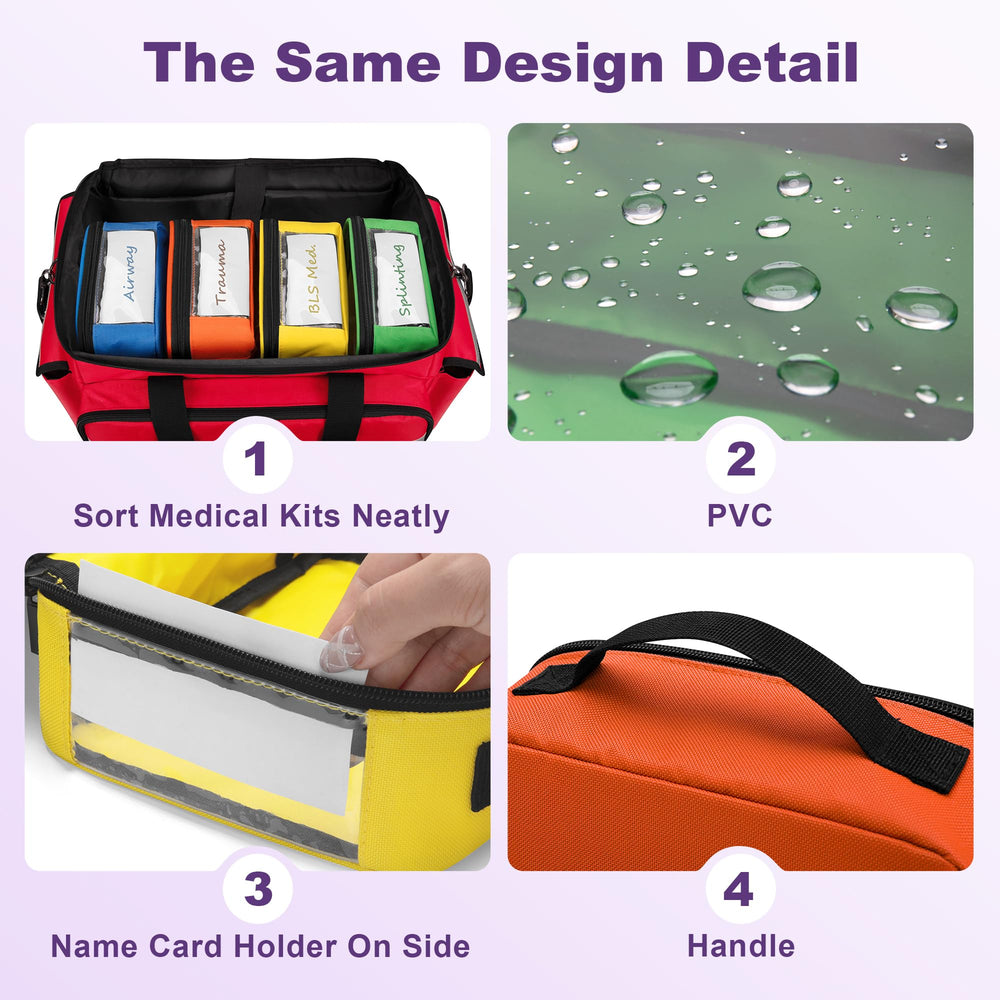Trunab first aid bag transparent PVC windows for clear visibility of contents.