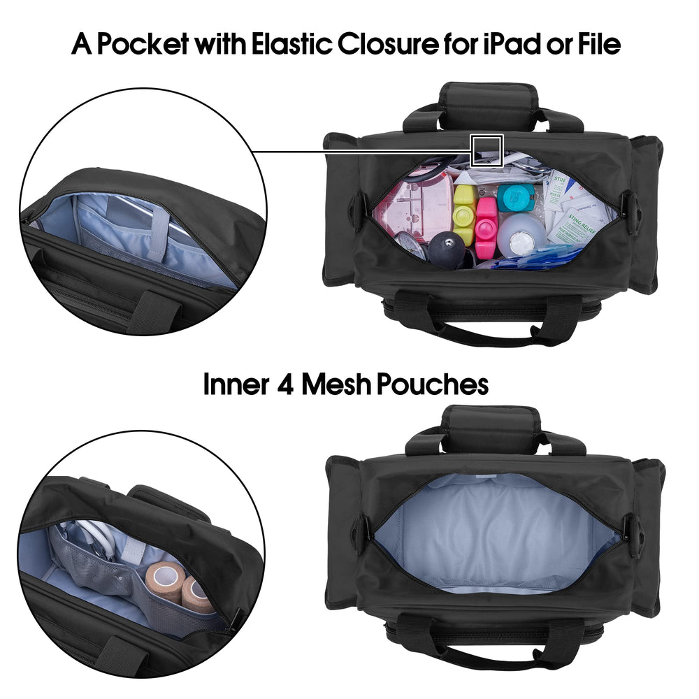 Trunab Home Health Nurse Bag front pocket detail with elastic loops to secure small items