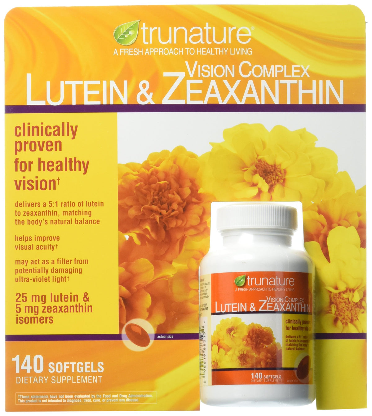Trunature Vision Softgels amber bottle for daily eye support.