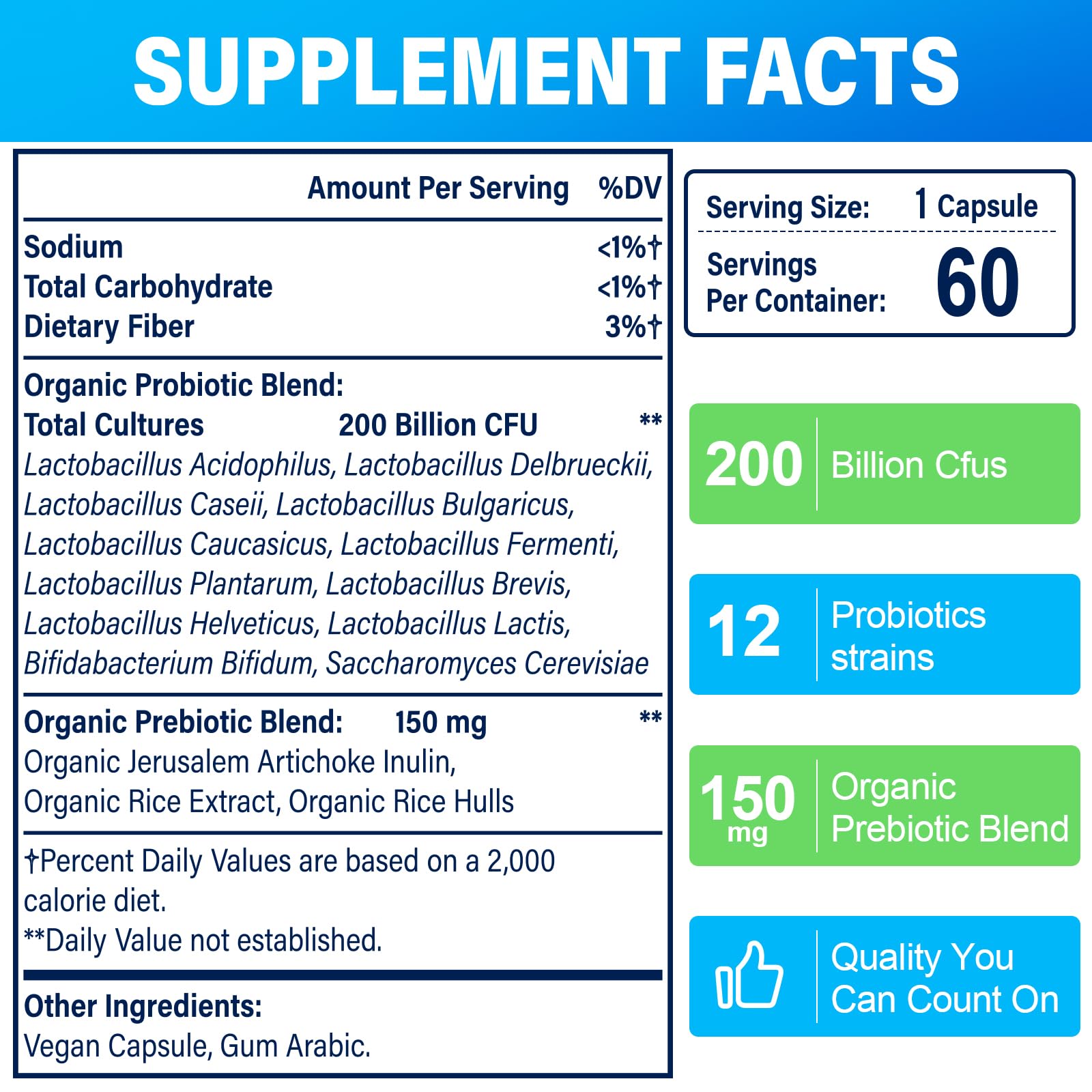 Capsule close-up highlighting vegan, non-GMO probiotics for gut health.