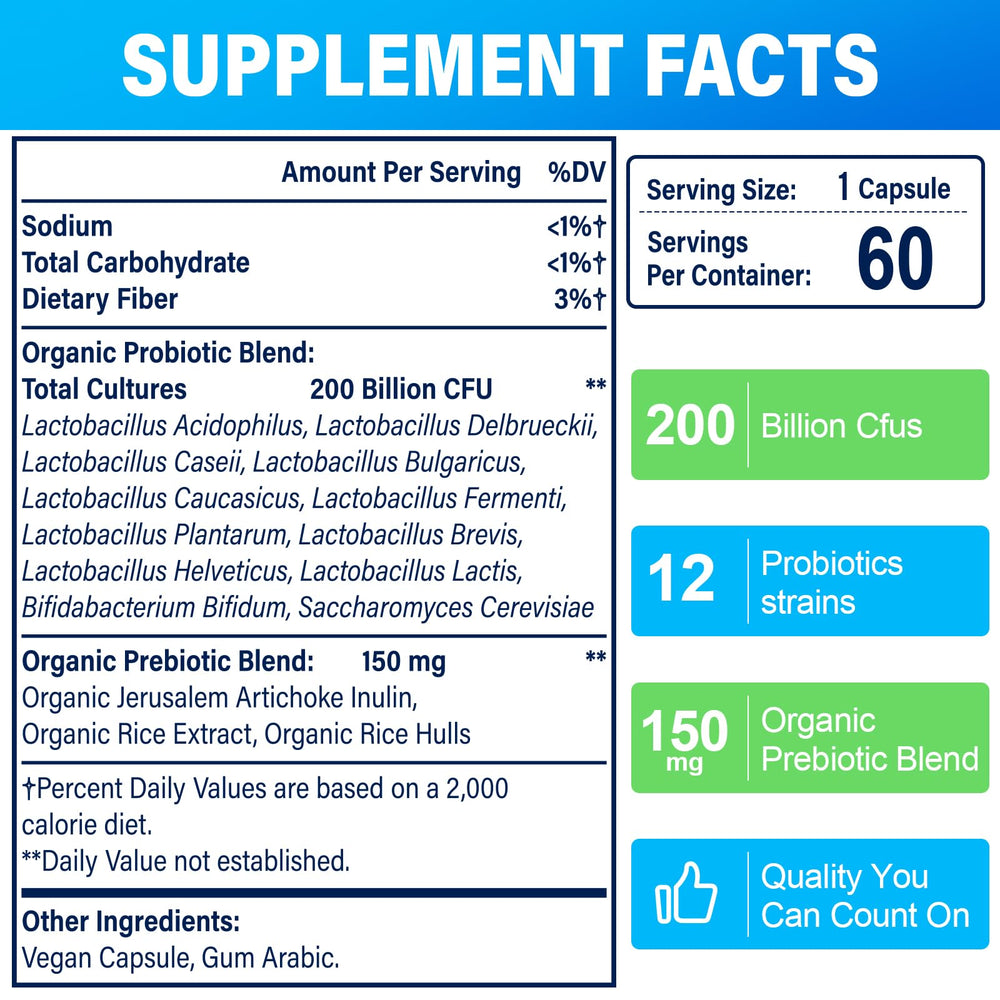 Capsule close-up highlighting vegan, non-GMO probiotics for gut health.