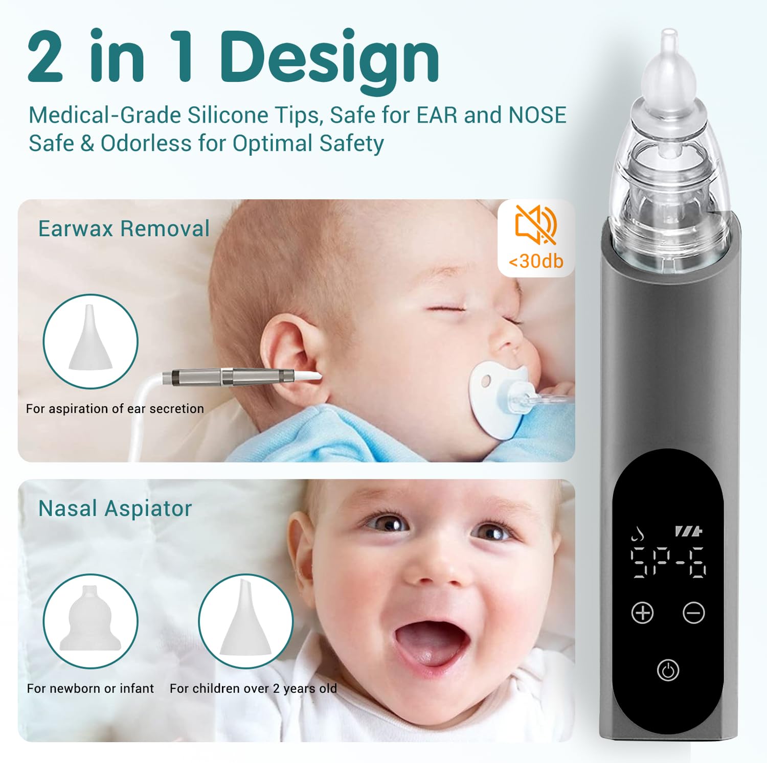 TRUSTV Replacement Silicone Ear Spoons included for reusable, hygienic ear cleaning.