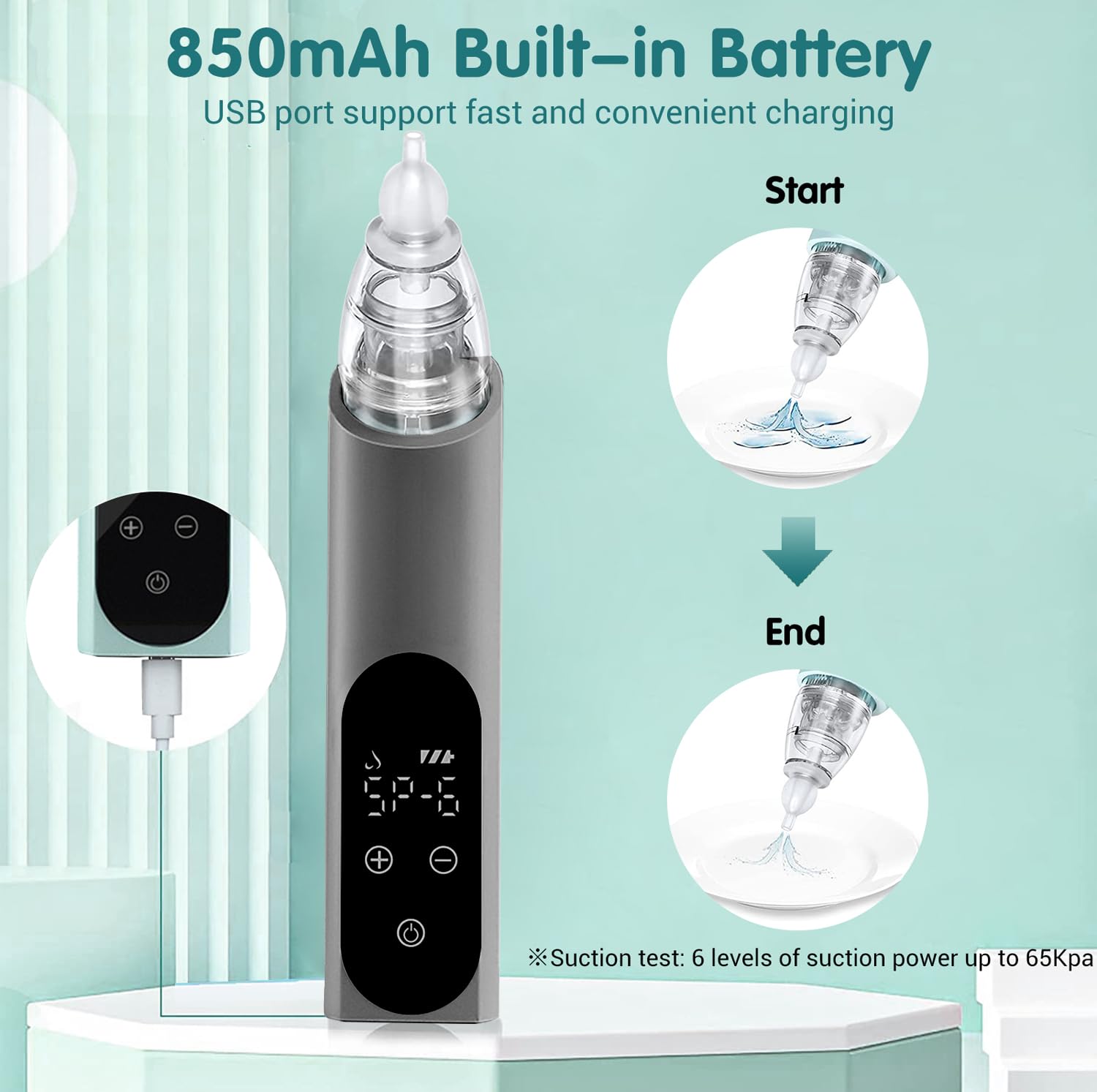 TRUSTV USB Charging Cable powering the cordless ear wax vacuum.