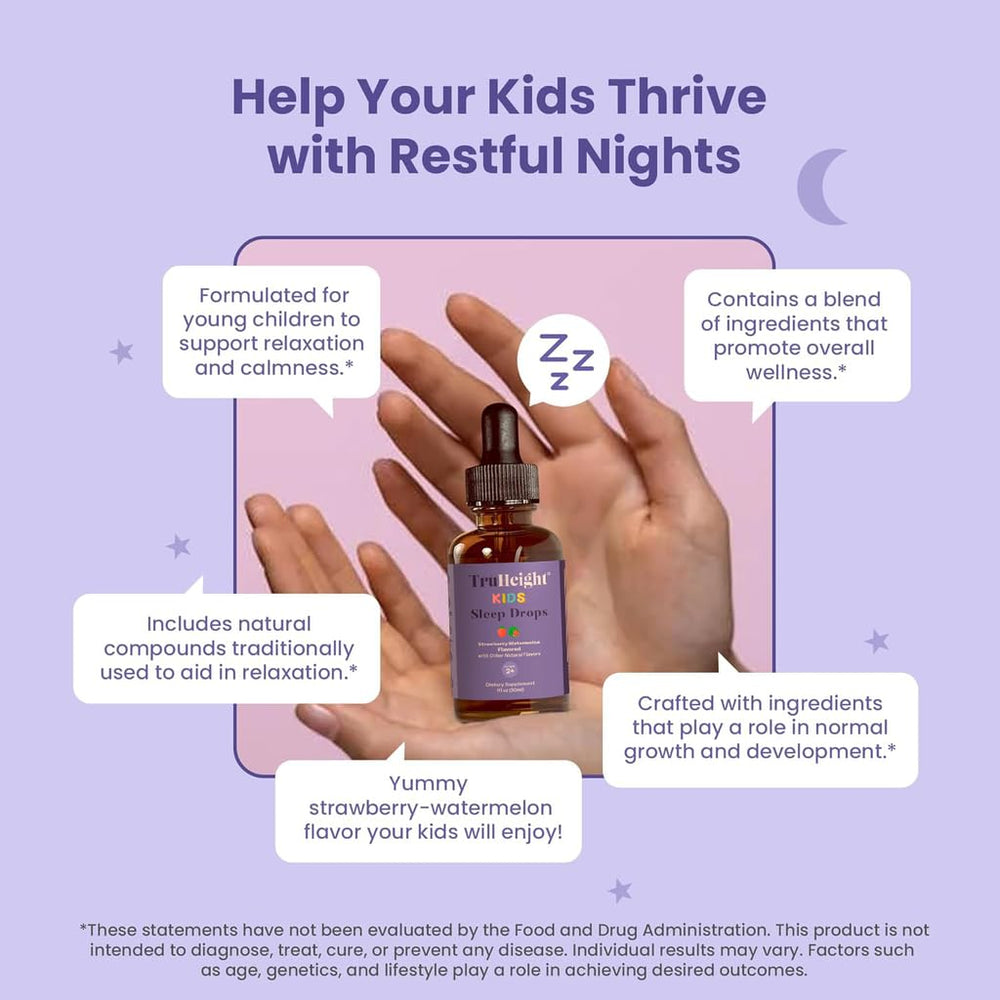 TruHeight Kids Sleep Tincture dropper ready for 1 mL dosage.