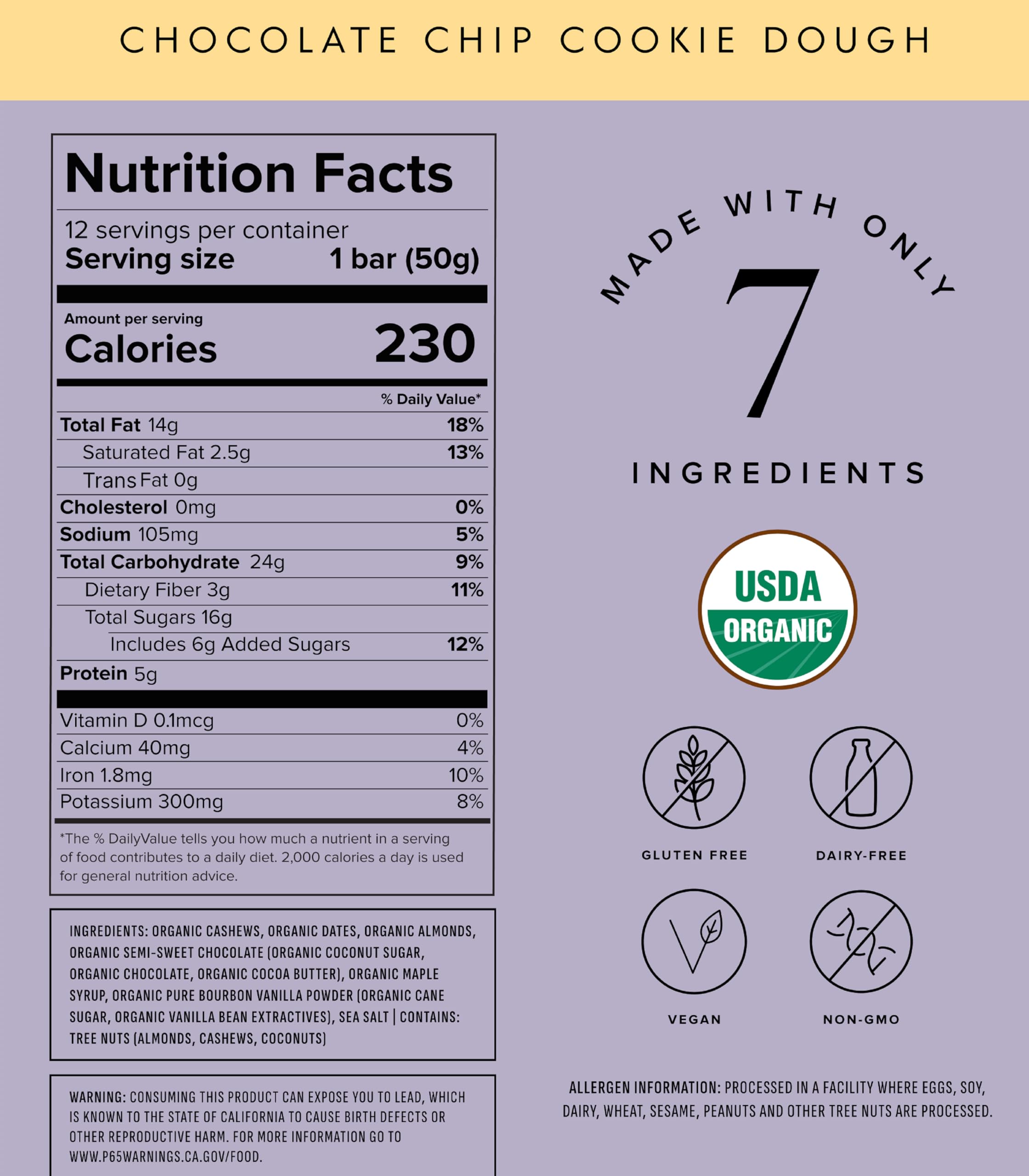 Close-up of organic ingredients like almonds and dates in the Truvani bar.