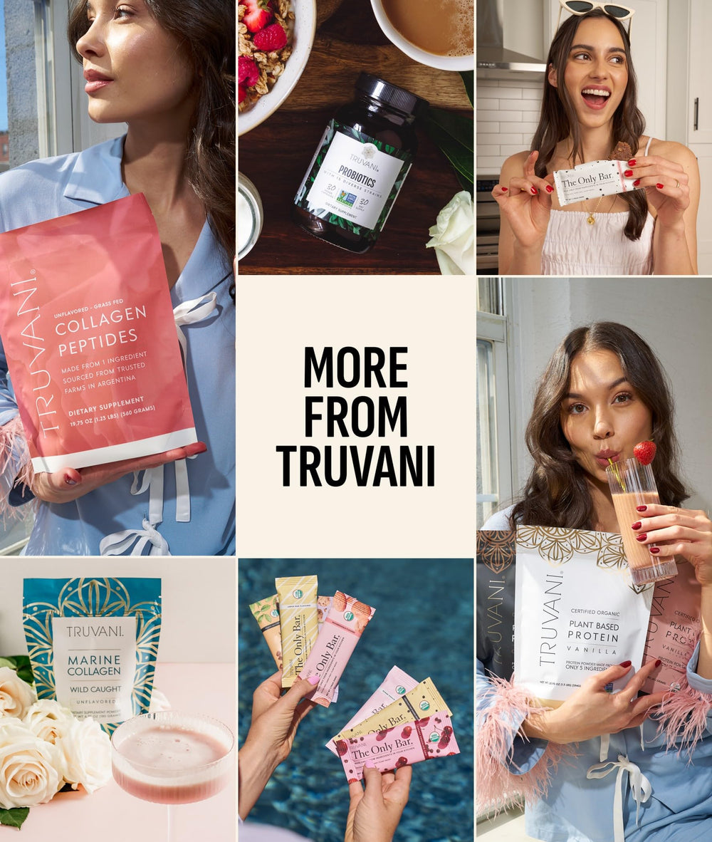 Truvani clean-label whey packaging signals simple ingredients and no added sugars.