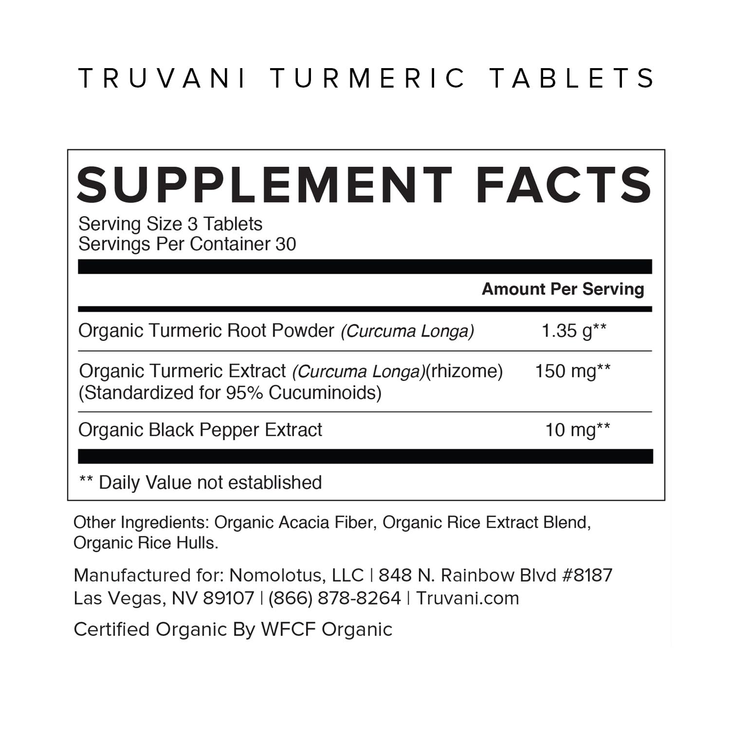 Truvani curcumin tablets close-up showing small, easy-to-swallow design for daily use.