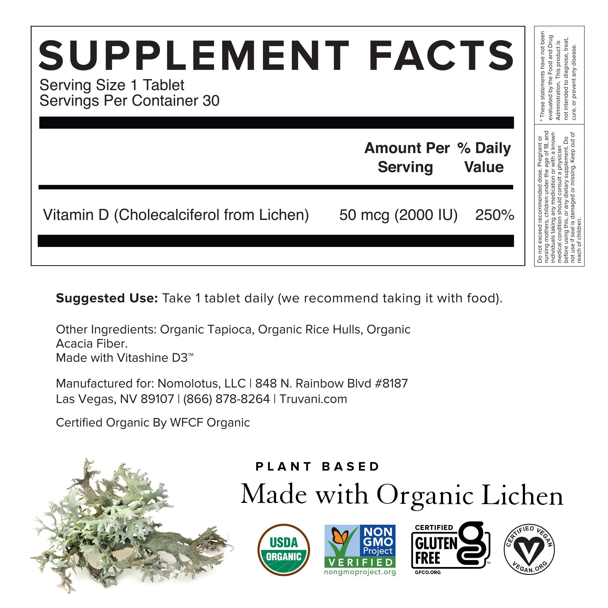 Truvani Vitamin D3 packaging emphasizing purity and non-GMO ingredients.