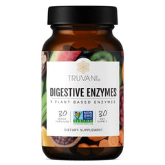 Truvani Digestive Enzymes bottle front with clear label