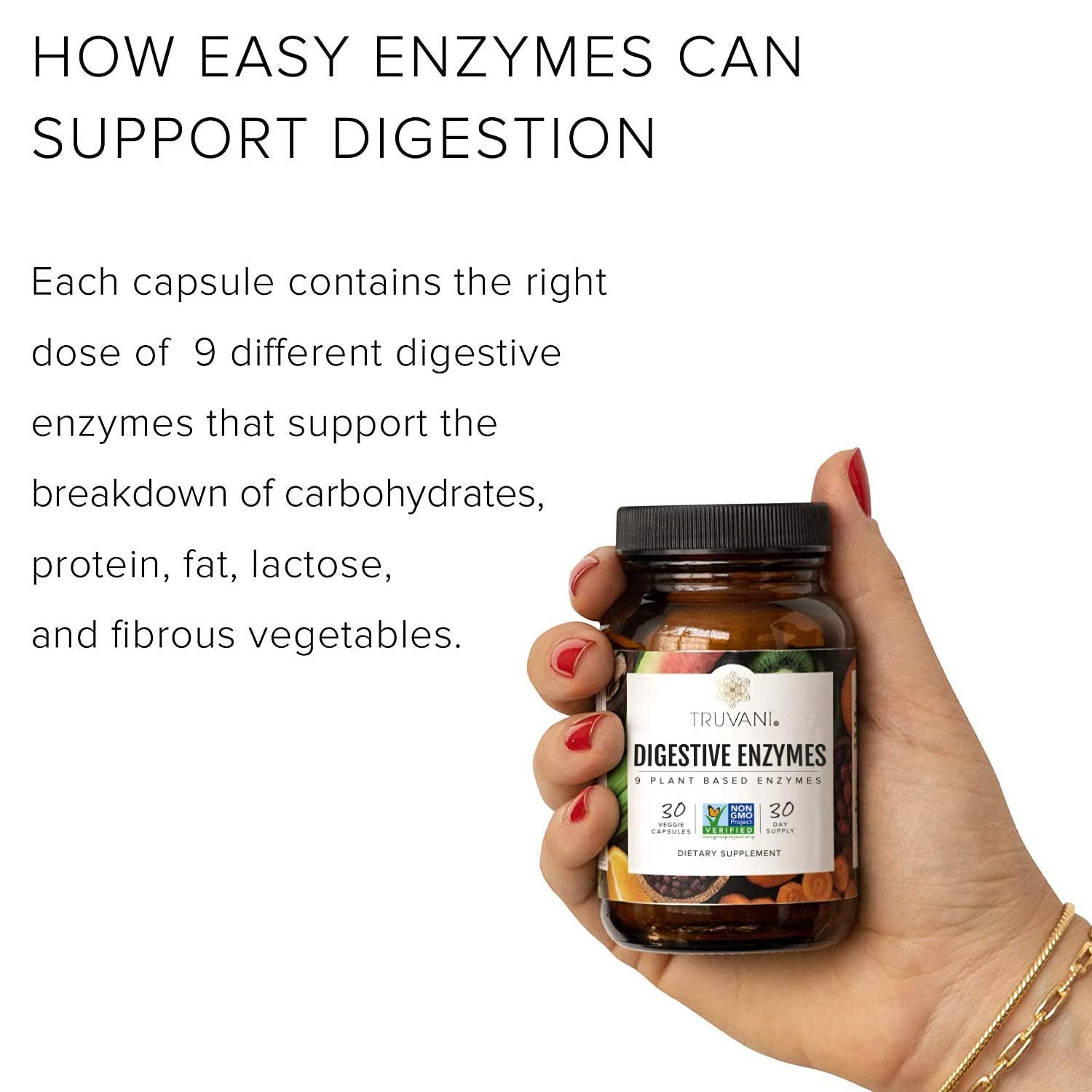 Truvani Digestive Enzymes label back showing ingredients and transparency