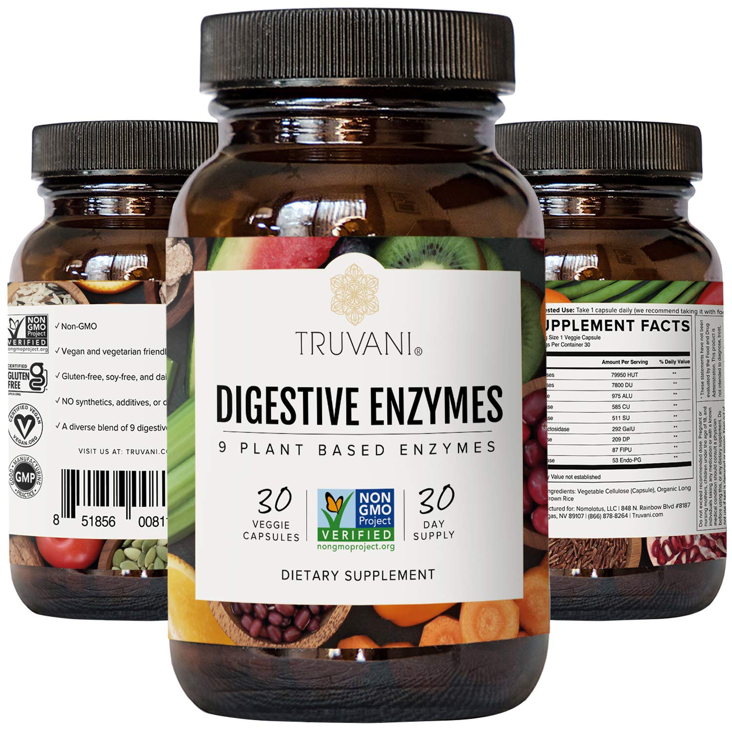 Truvani Digestive Enzymes packaging emphasizing eco-design
