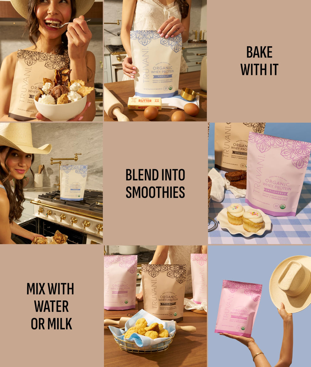 Truvani gluten-free badge on tub indicates allergen-friendly choice