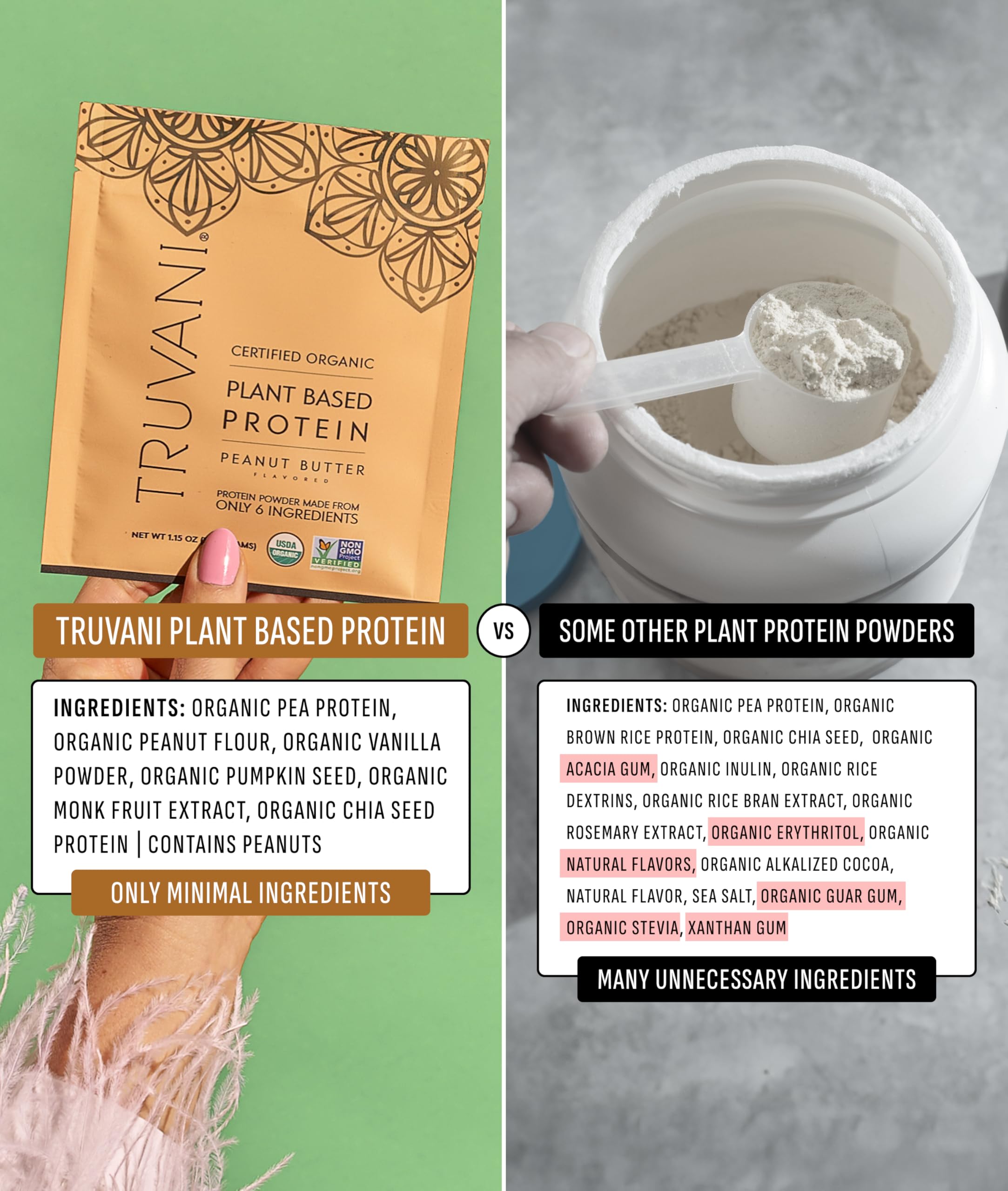 Truvani keto-friendly protein bottle signaling a low-carb option.