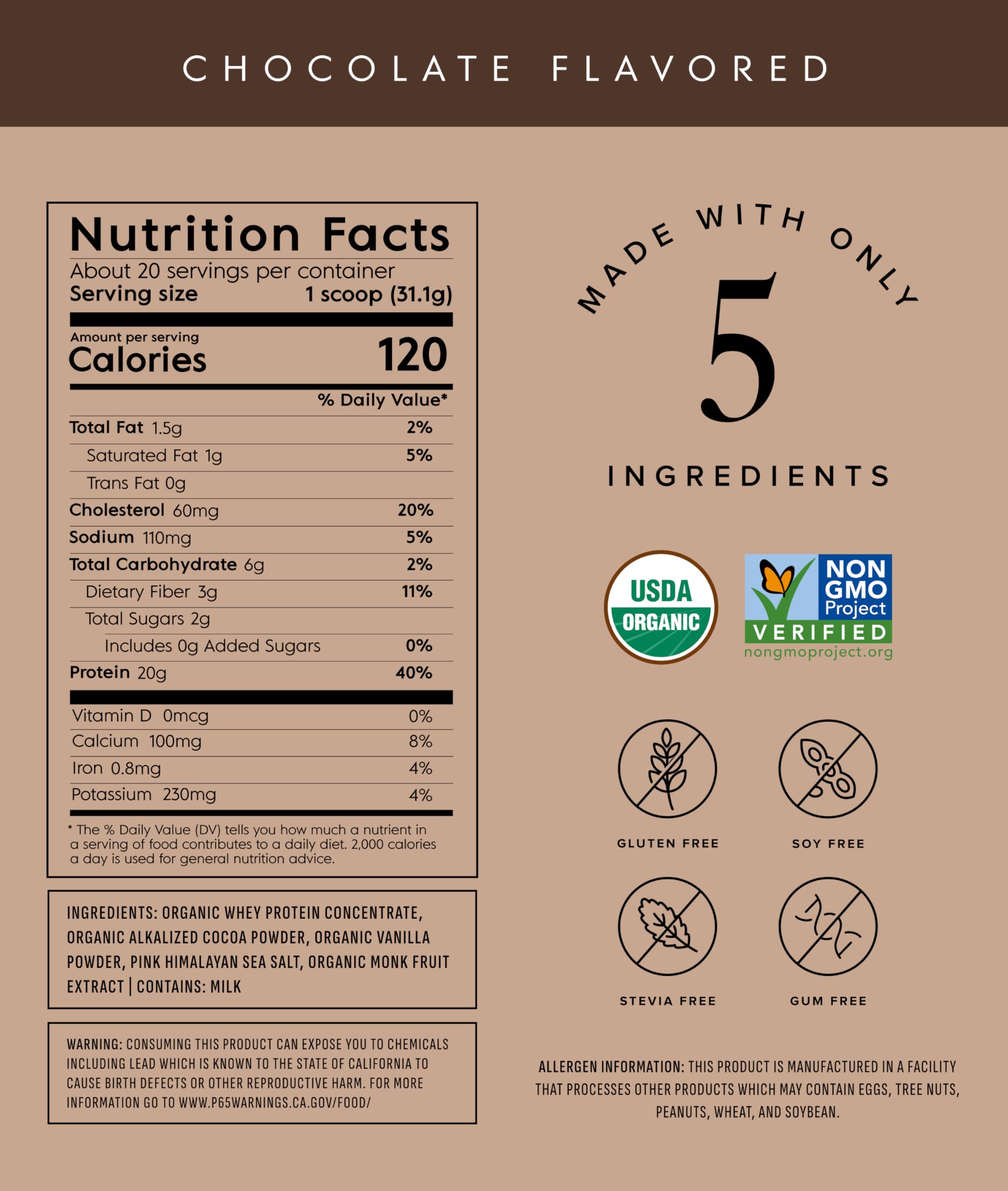 Truvani Organic Whey Protein Powder chocolate shake in glass for quick boost