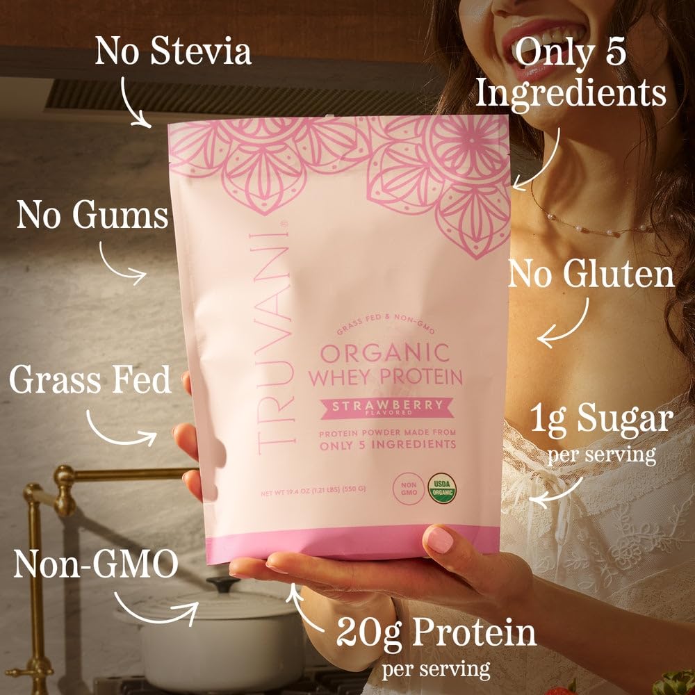 Truvani Organic badge reinforces USDA Organic and Non-GMO credentials supporting transparent nutrition.