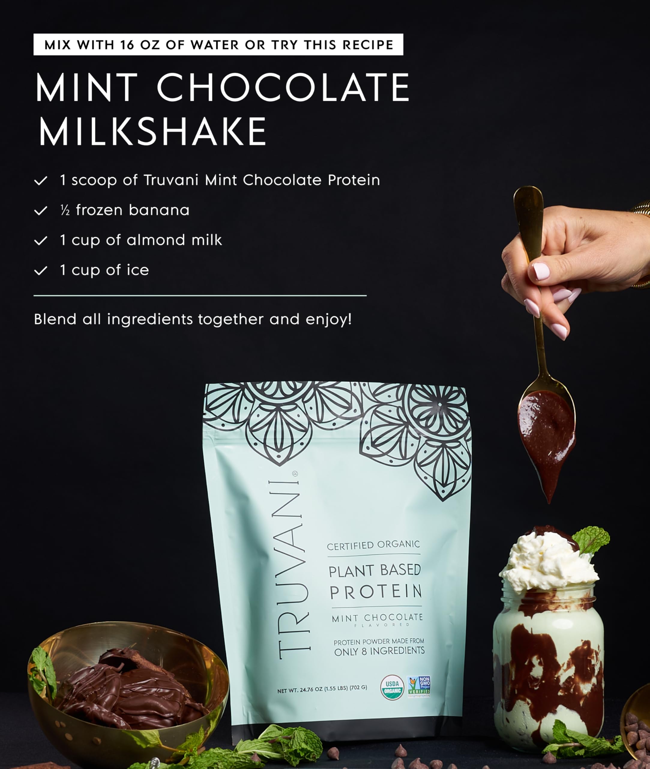 Truvani bag label confirms USDA Organic and vegan credentials