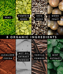 Truvani container closeup shows organic ingredients and clean label
