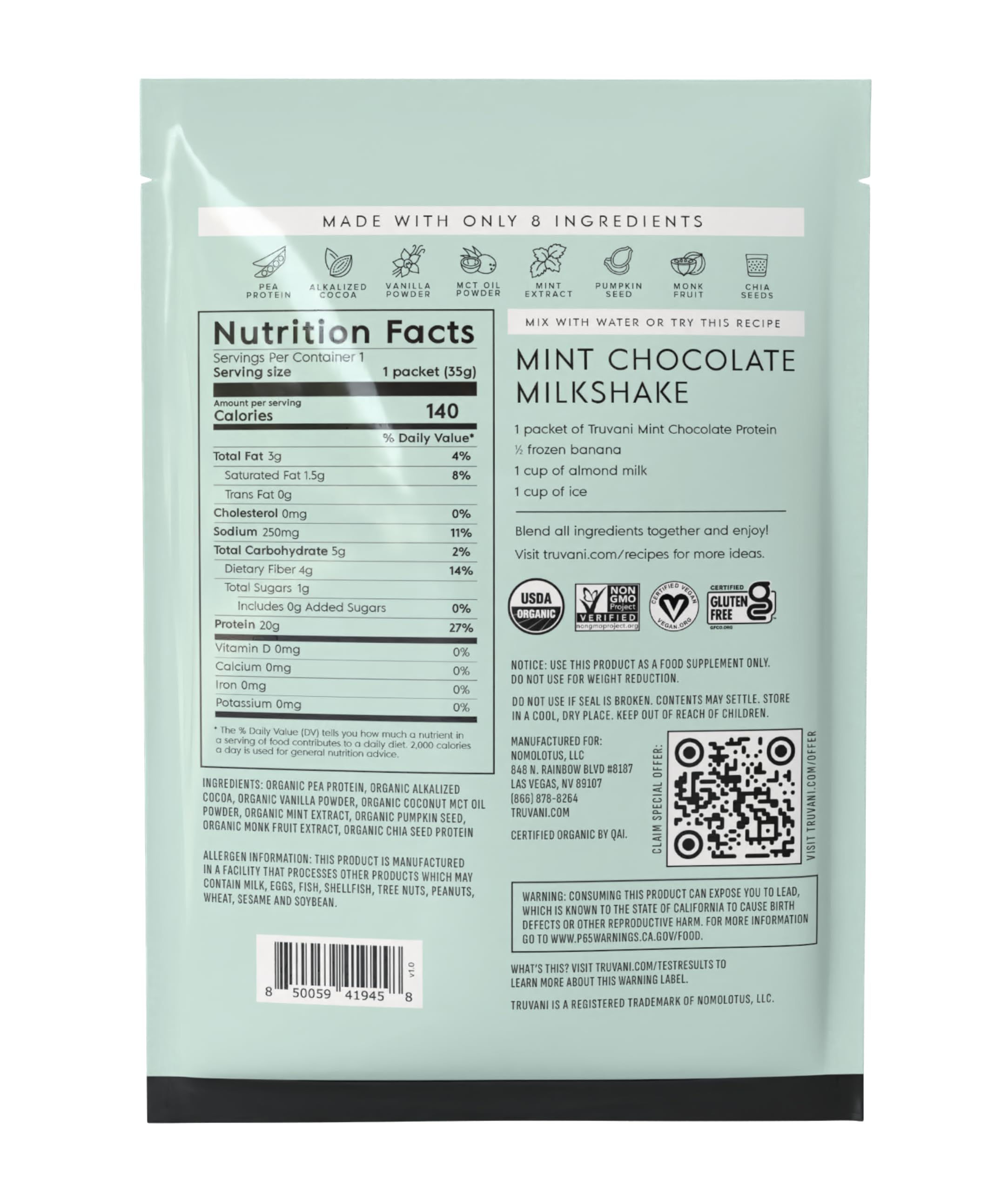 Truvani dairy-free packaging communicates allergen-friendly profile
