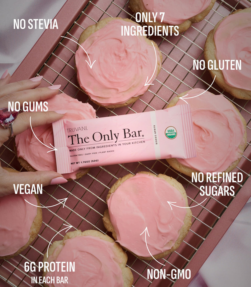 Truvani Plant-Based Snack Bar ingredients panel highlighting natural components