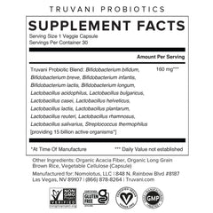 Truvani Probiotic Capsules soft vegan capsules designed for daily gut support.