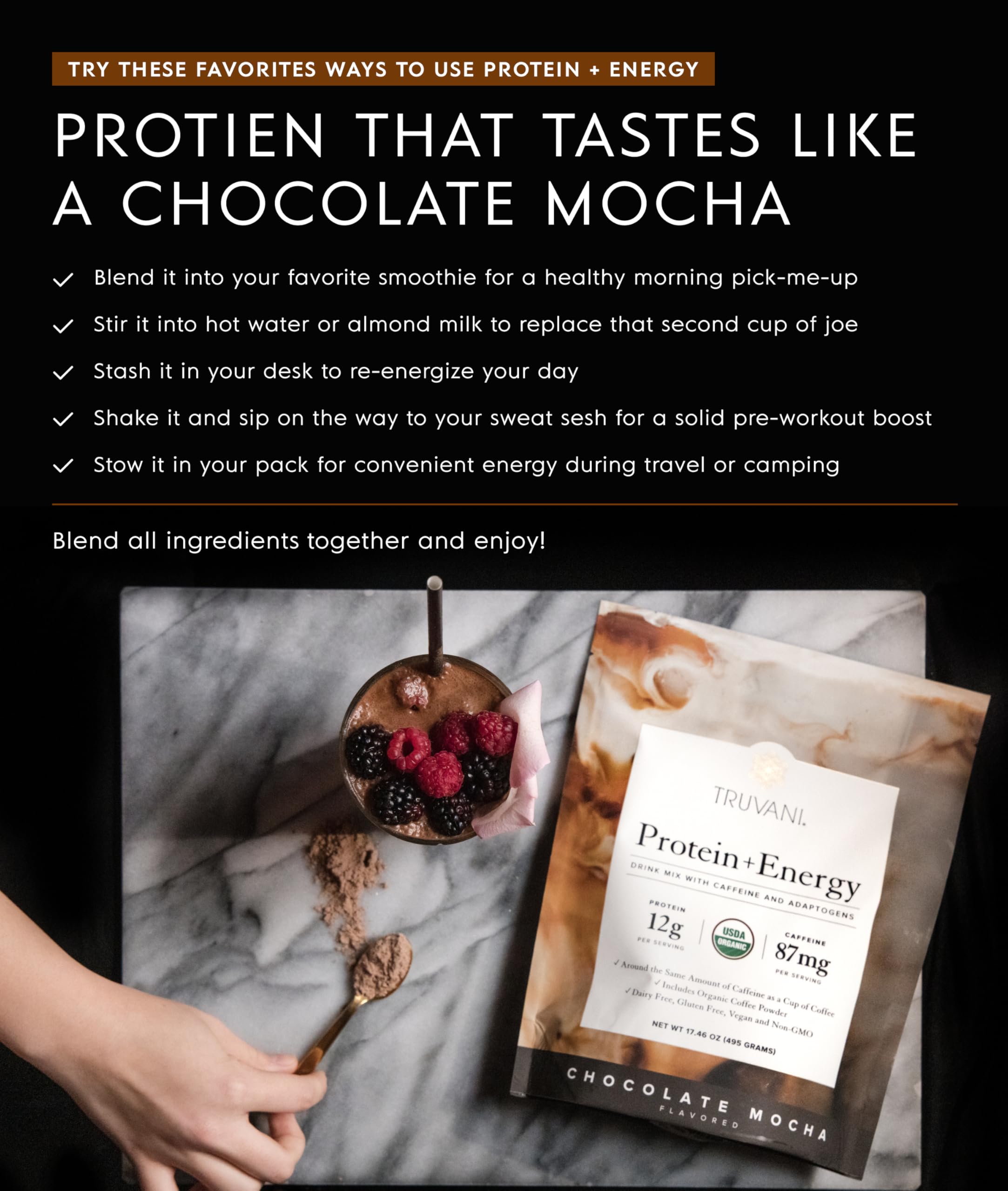 USDA Organic seal on Truvani powder signals quality and organic commitment.