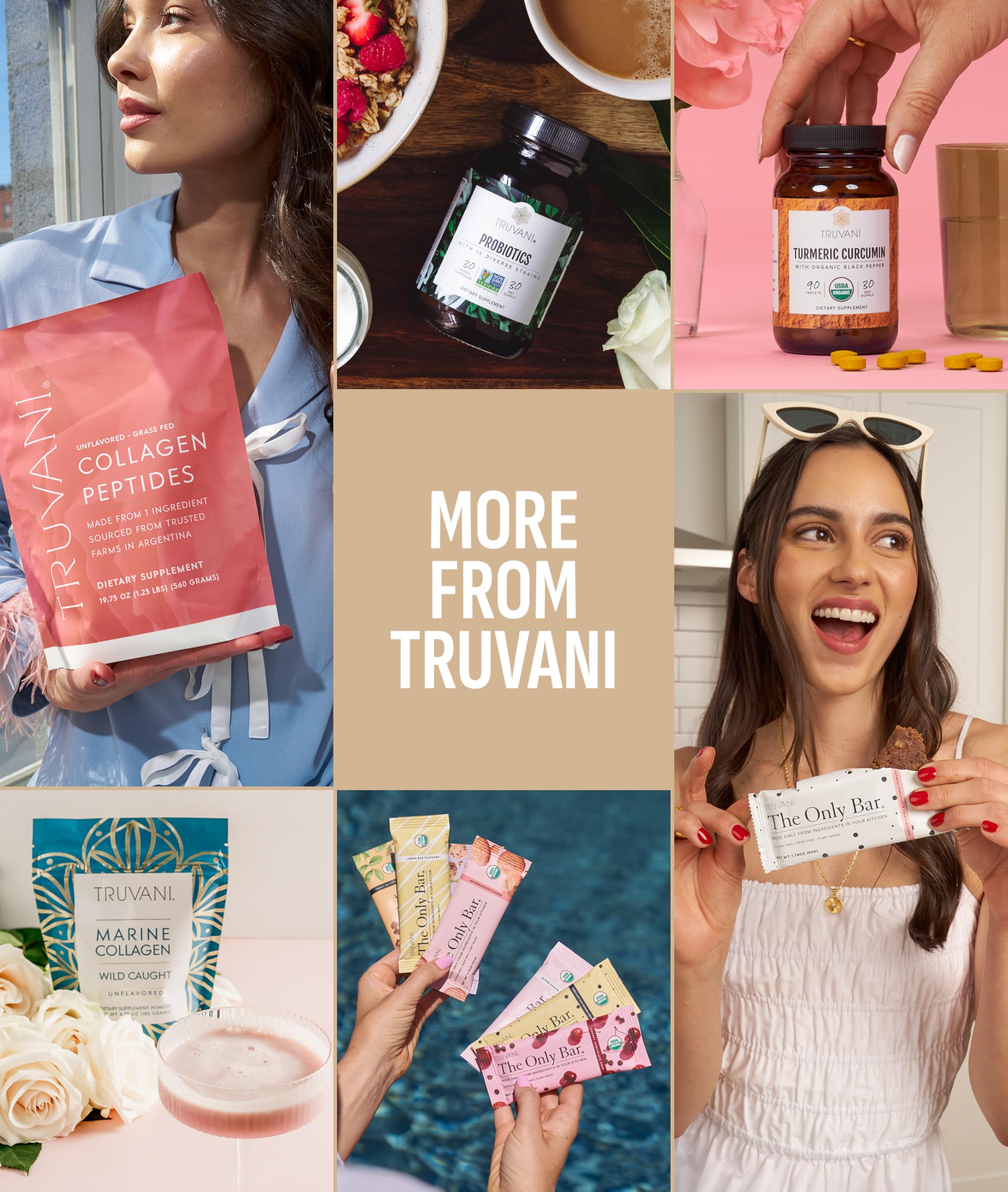 Truvani Protein Energy packaging stand with 20-serving pouch