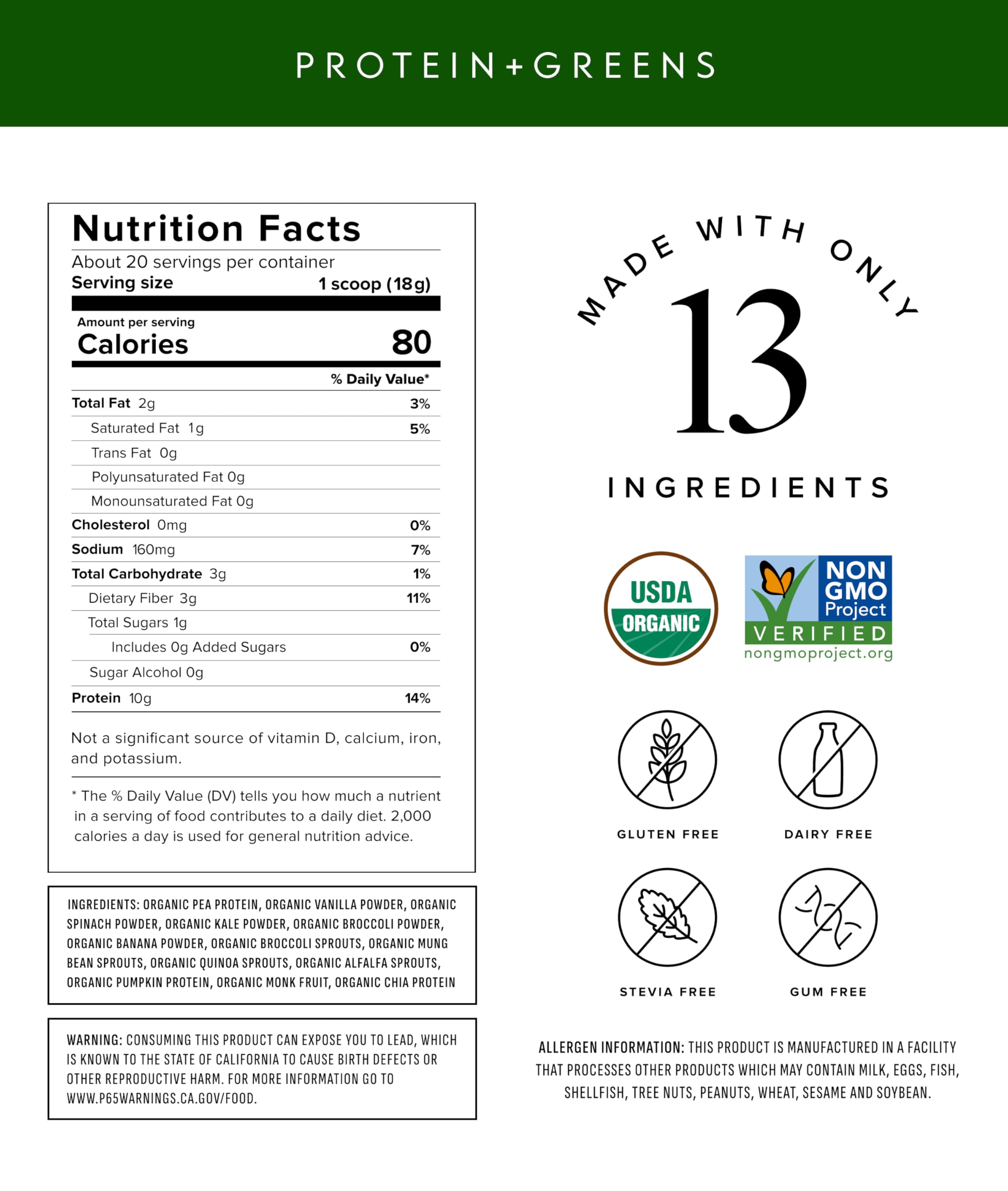 Truvani Protein + Greens kale jar, greens-forward nutrition blend