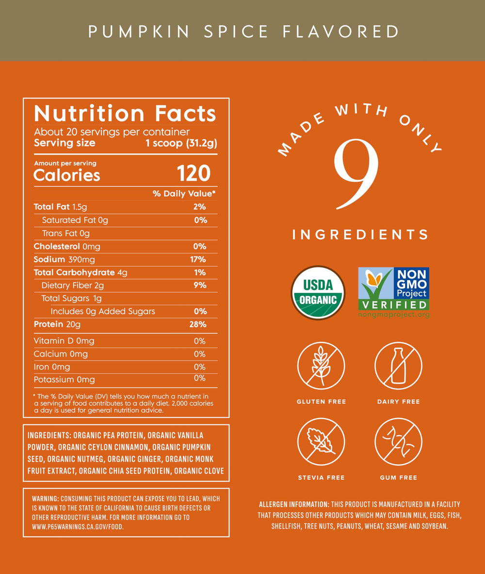 Truvani pumpkin spice protein scoop for quick, convenient servings.