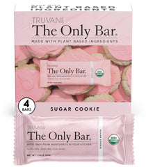 Truvani Sugar Cookie Bar four-pack front view, convenient on-the-go snack