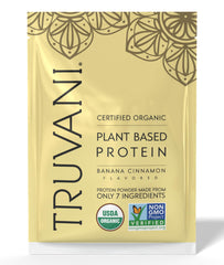 Truvani vegan pea protein banana cinnamon tub for quick clean protein.